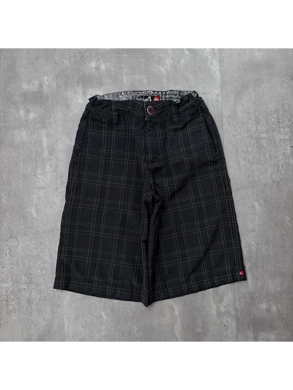Y2K Black Quiksilver Surf Grunge Baggy Plaid Skater Shorts